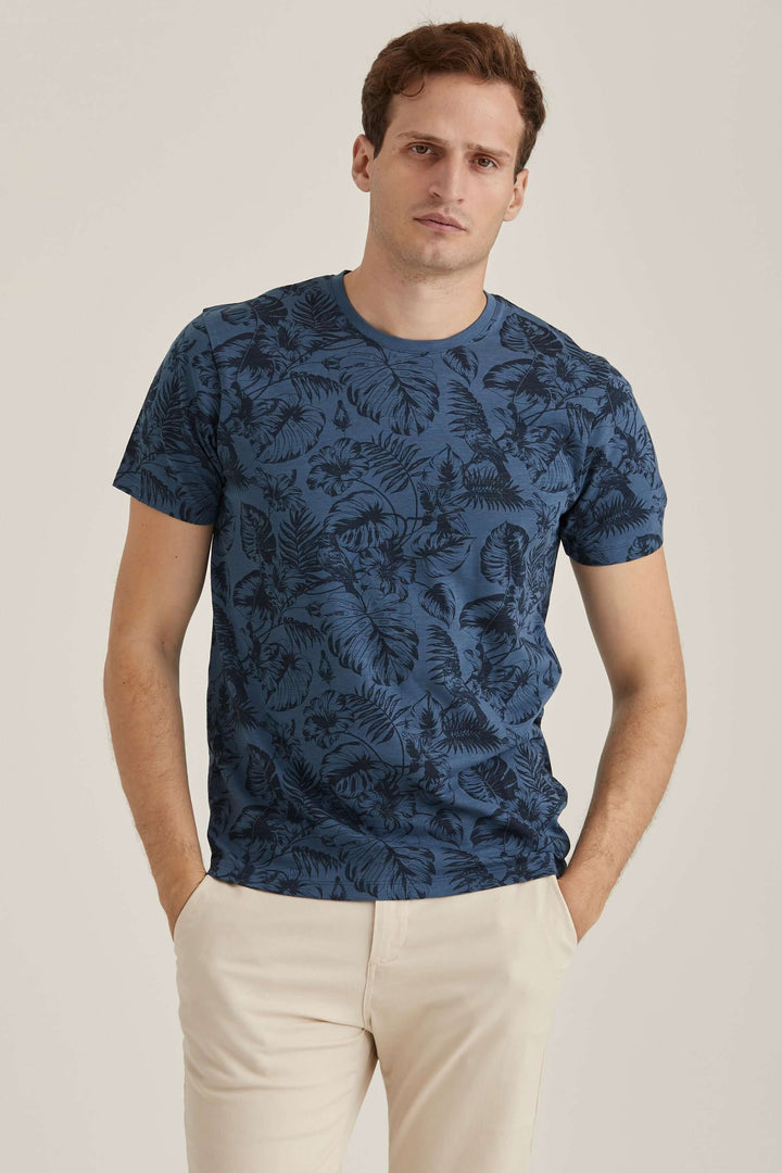 Blå T-shirt Palm Print