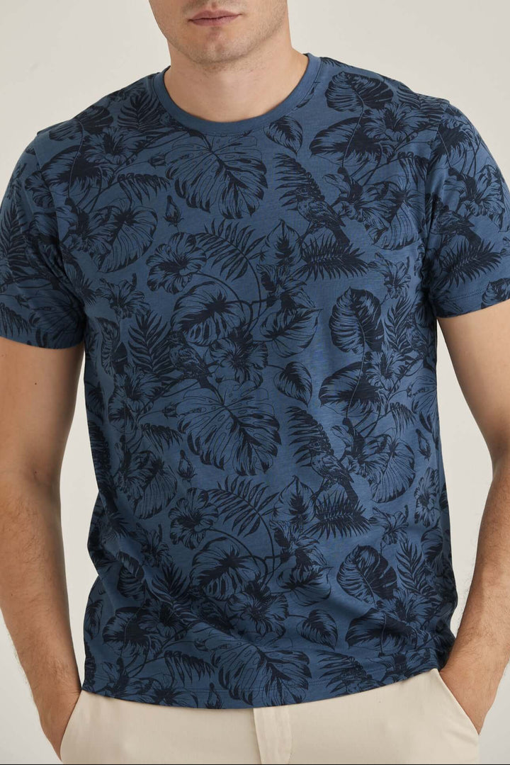 Blå T-shirt Palm Print