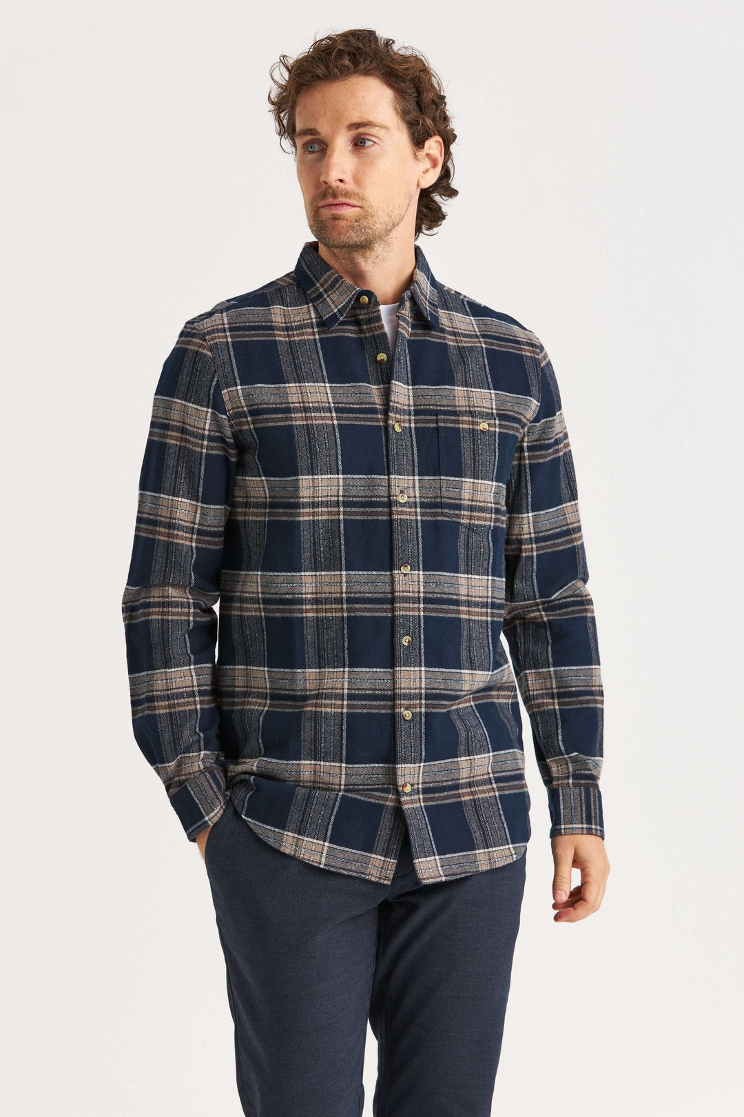 Marinblå Heavy Flanell Overshirt