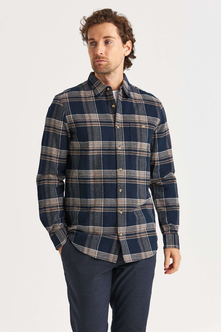 Marinblå Heavy Flanell Overshirt