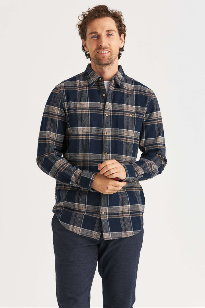 Marinblå Heavy Flanell Overshirt