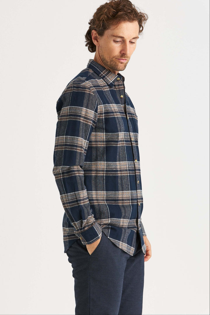 Marinblå Heavy Flanell Overshirt