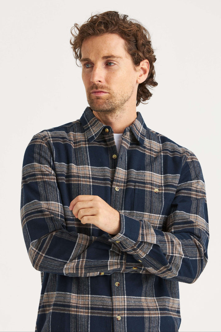 Marinblå Heavy Flanell Overshirt