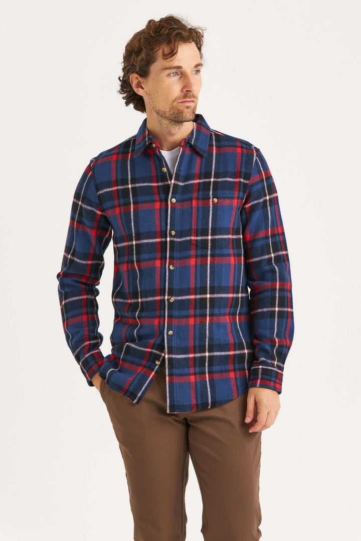 Blå & Röd Heavy Flanell Overshirt