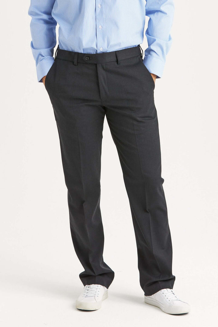 Mörkgrå kostymbyxor i ullstretch