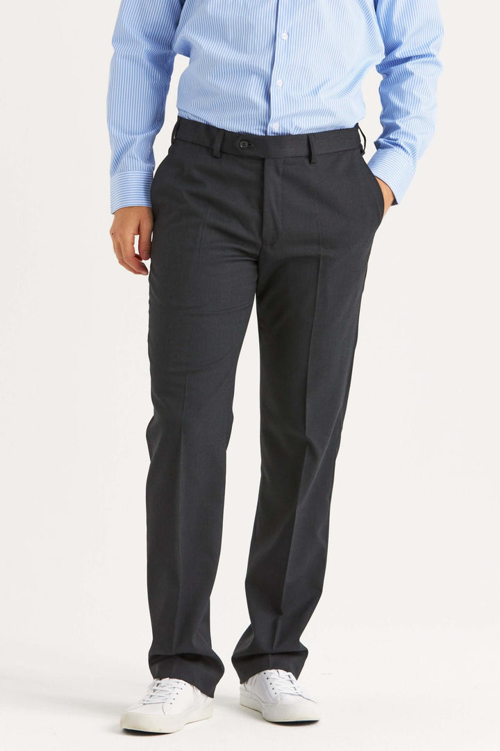 Mörkgrå kostymbyxor i ullstretch