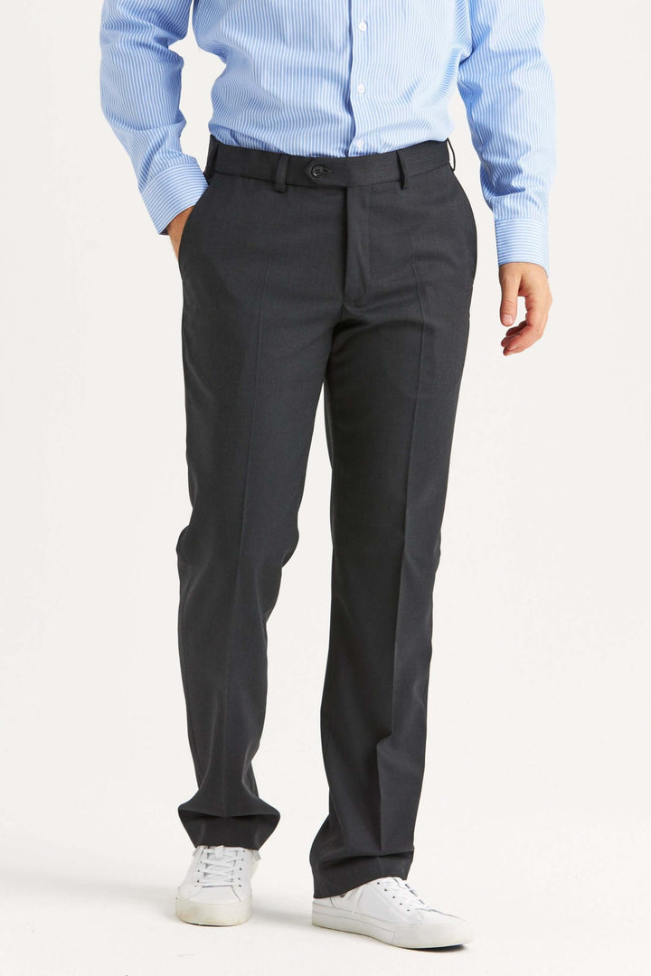 Mörkgrå kostymbyxor i ullstretch