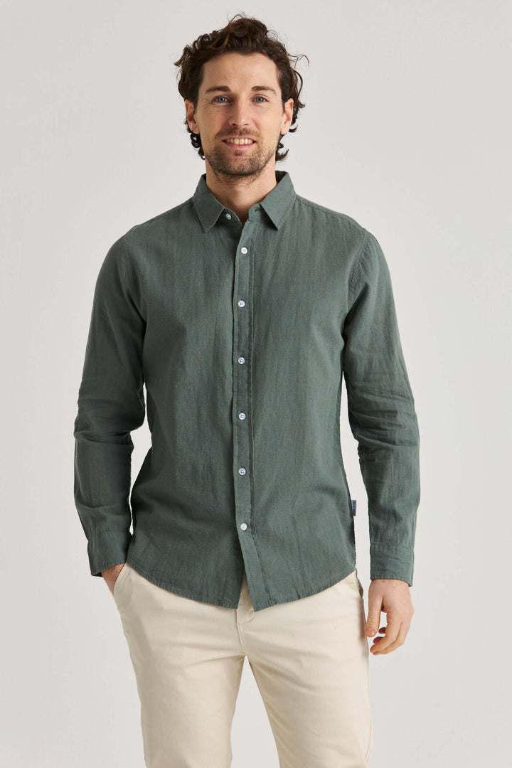 Linneskjorta Olivgrön