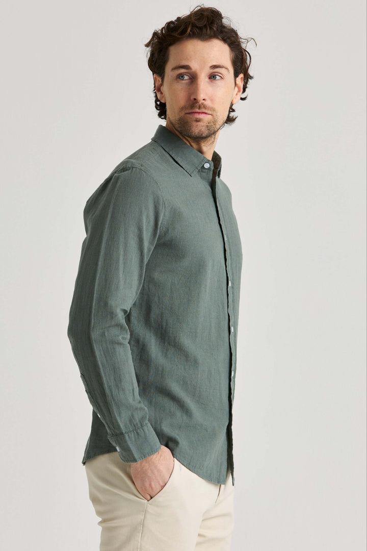 Linneskjorta Olivgrön