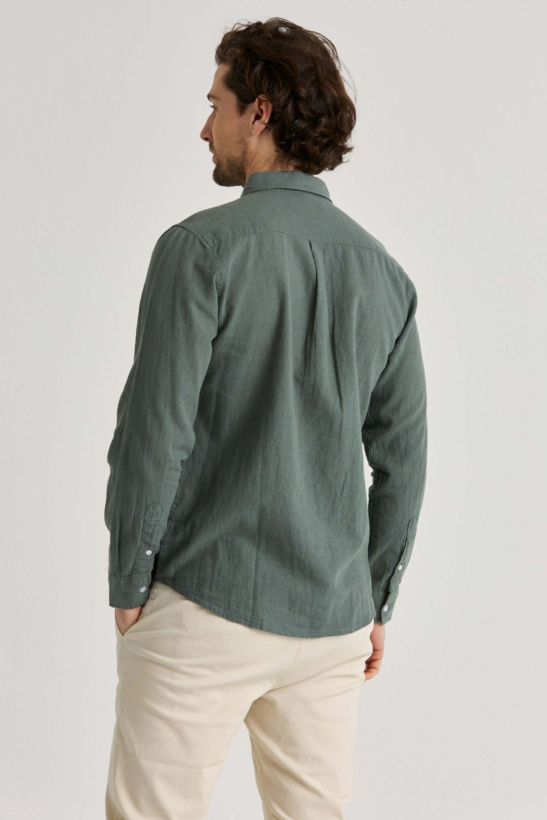 Linneskjorta Olivgrön