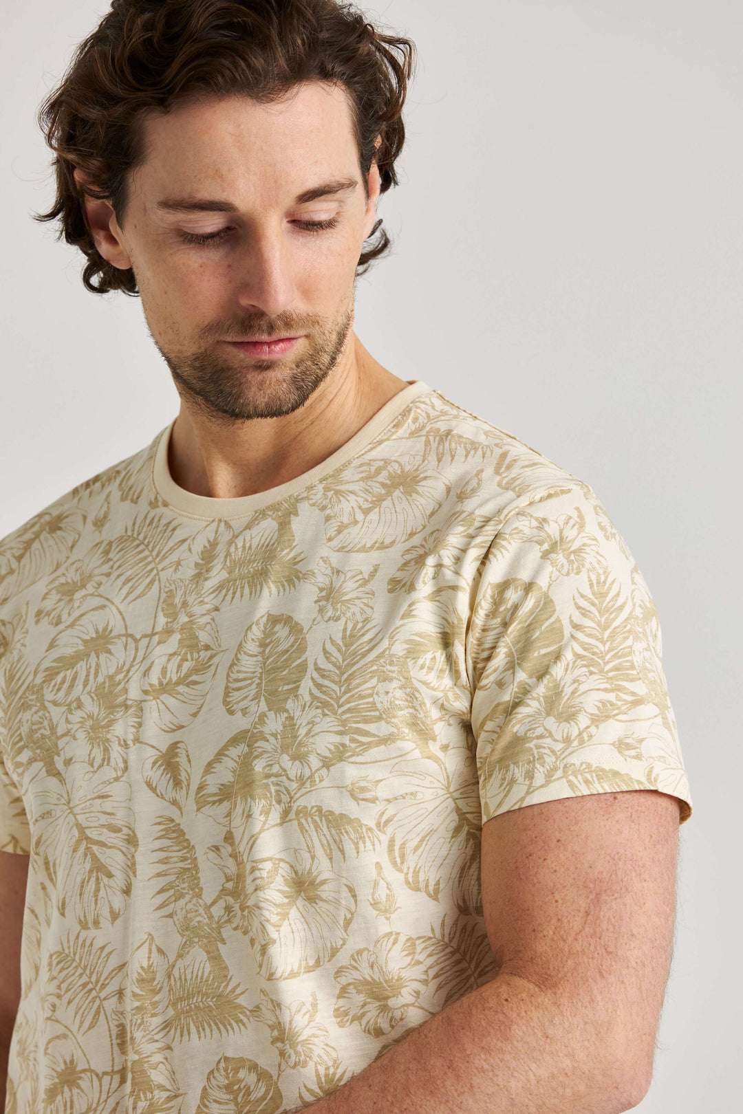 Beige T-shirt Palm Print