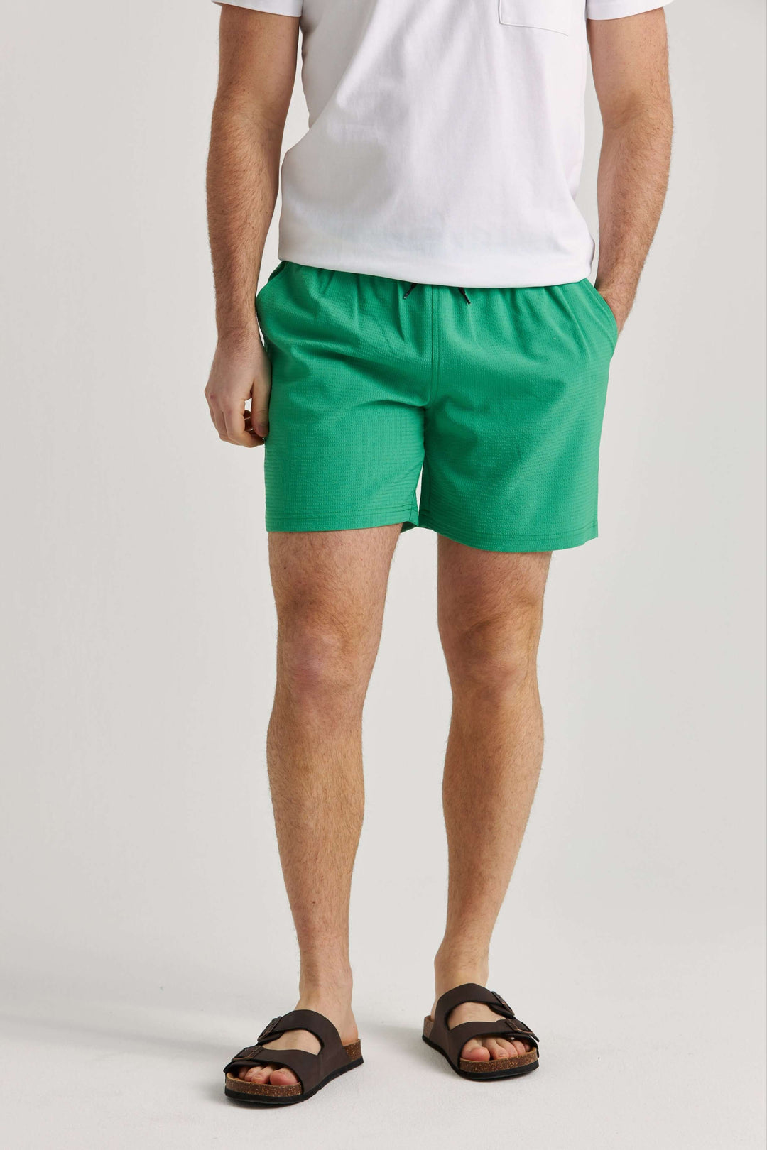 Gröna Seersucker Badshorts