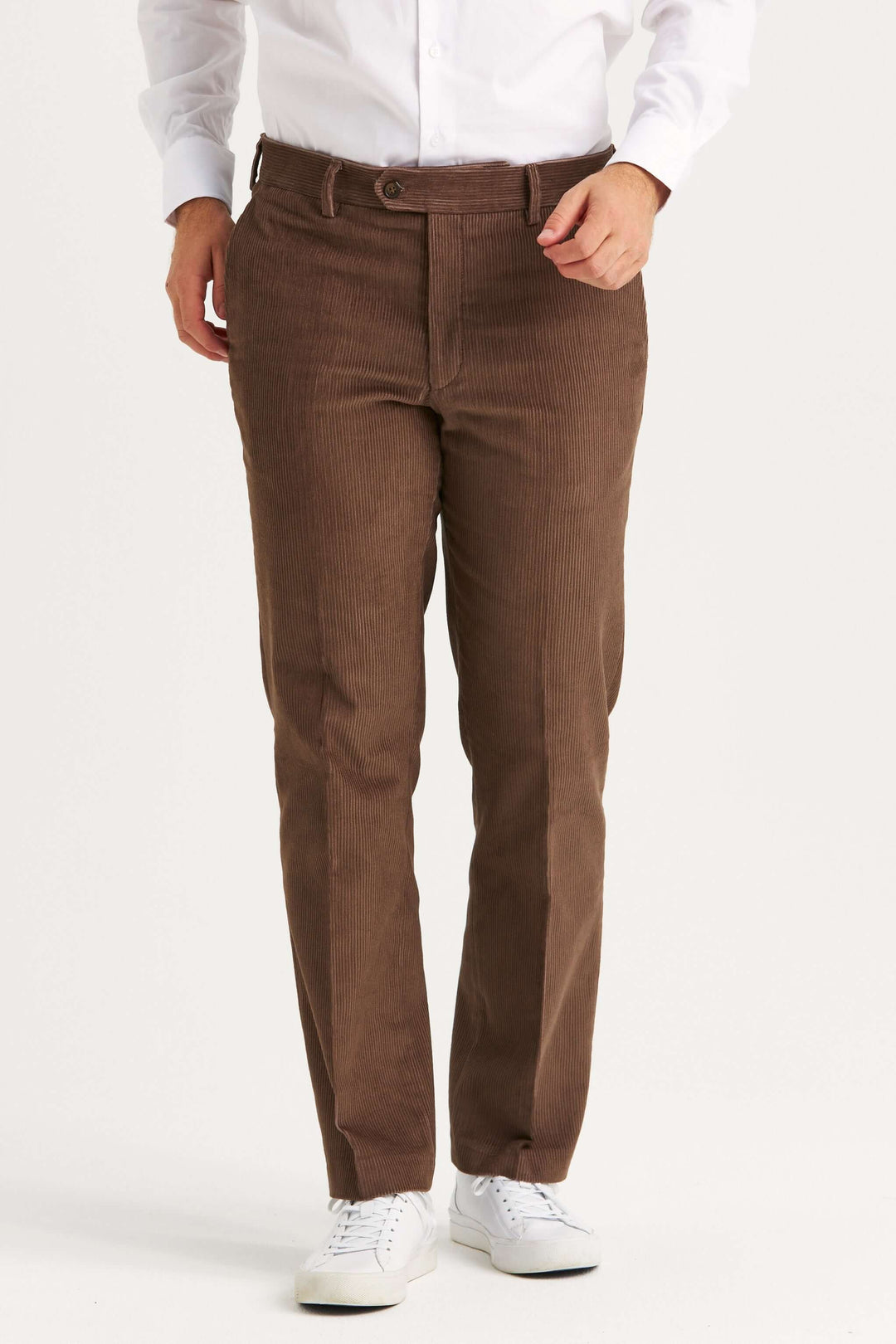 manchesterbyxa brun regular fit