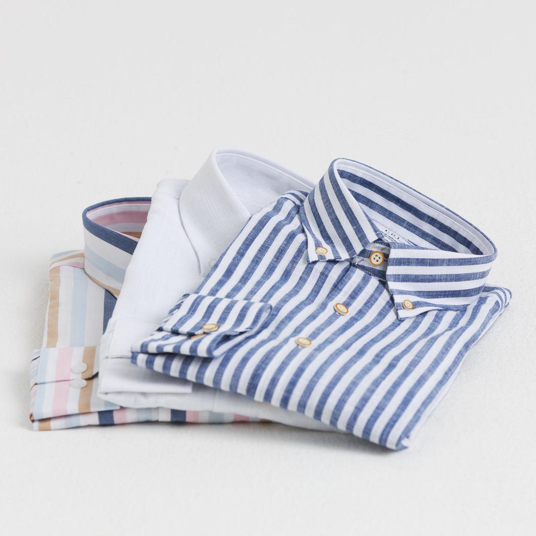 Dressade skjortor vit blå randig