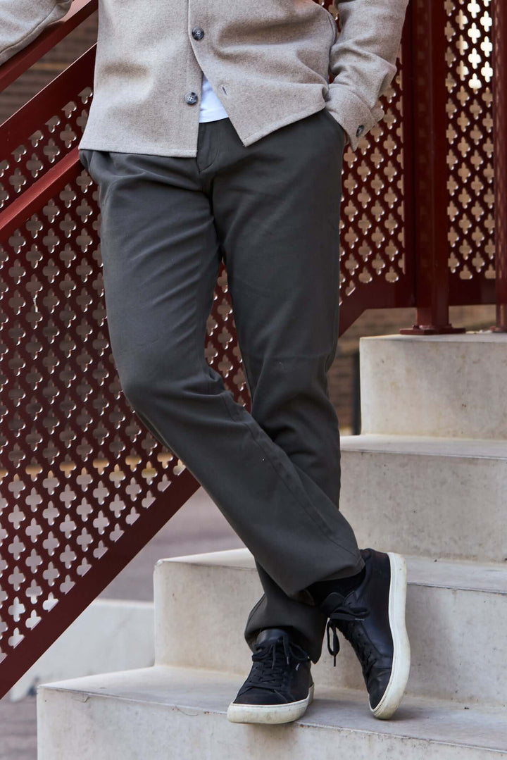 Grön Chinos med stretch bomull