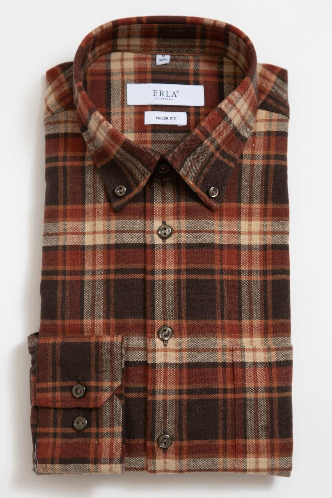 Orange Flanellskjorta Premium Button Down Herr