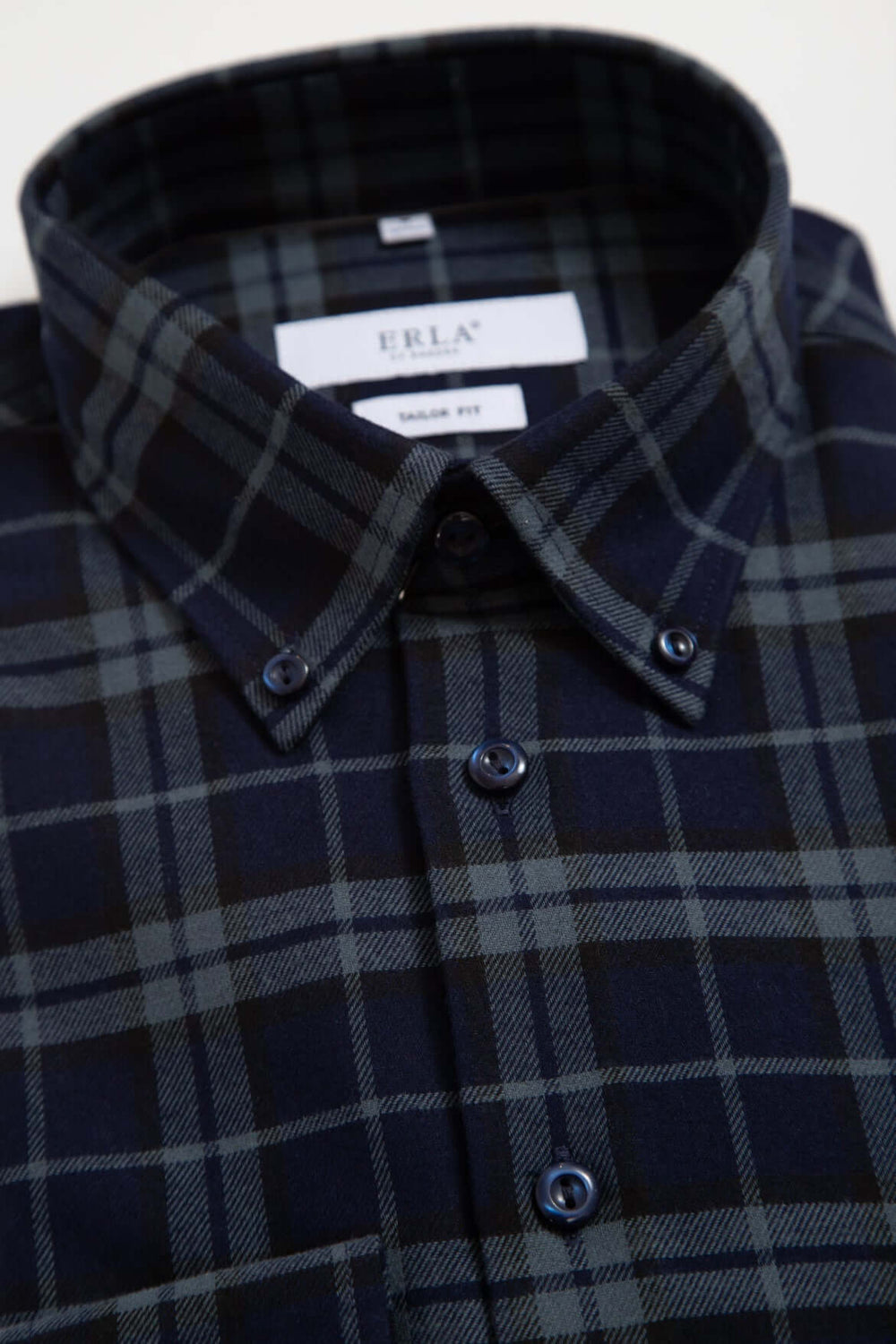 Marinblå Flanellskjorta Premium Button Down Herr