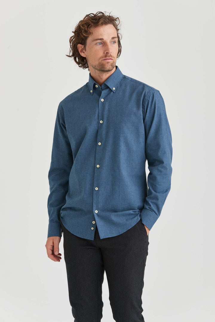 Blå Flanellskjorta Premium Button Down