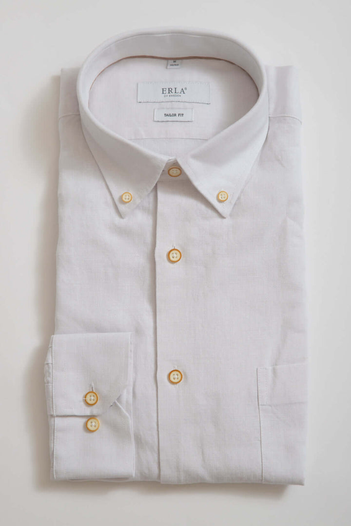 Vit Linneskjorta Button Down