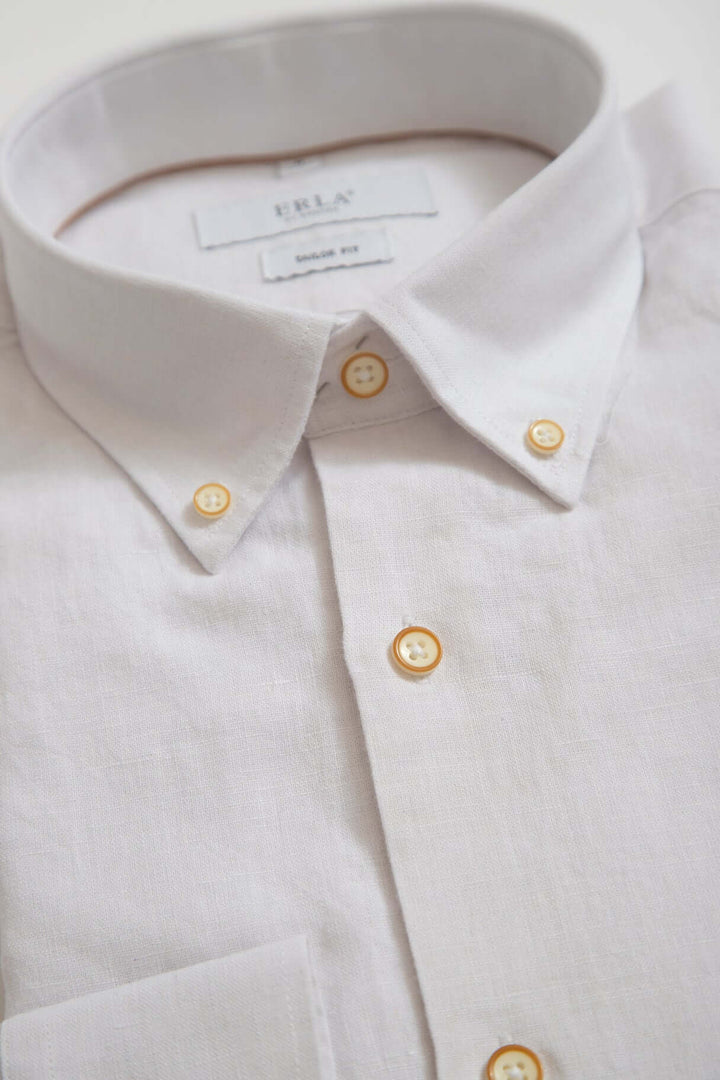 Vit Linneskjorta Button Down