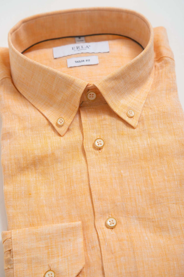 Orange Linneskjorta Button Down