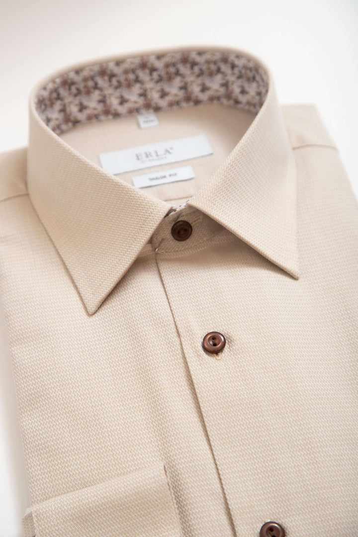 Beige Skjorta med Kontrast