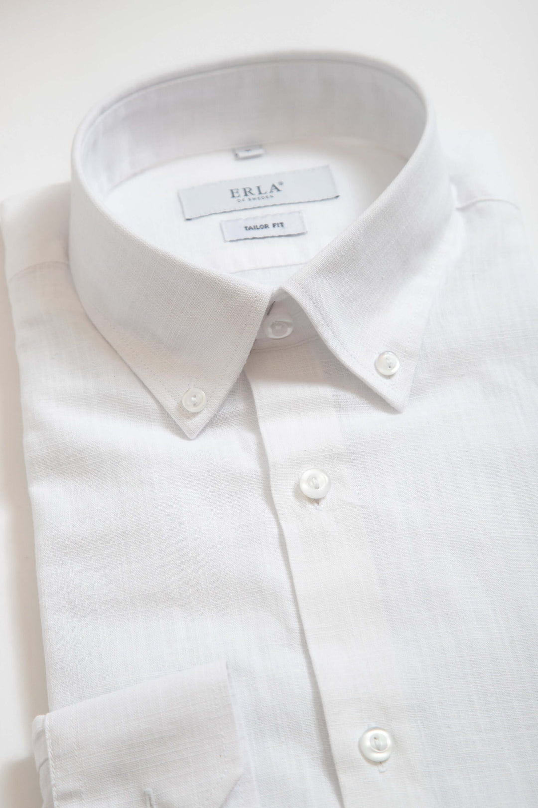 Button Down-skjorta i strukturerad bomull Vit