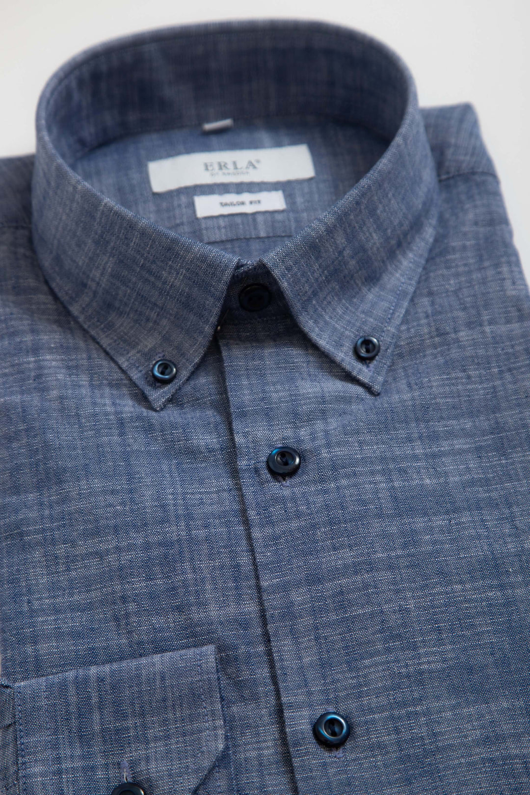 Button Down-skjorta i strukturerad bomull Blå