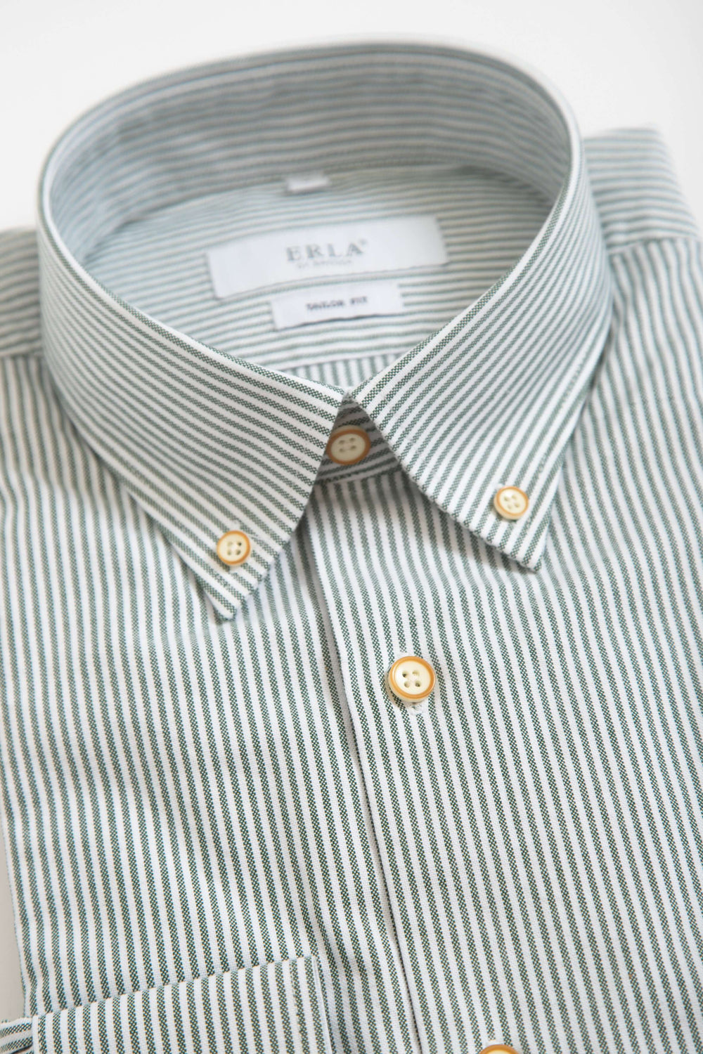 Smalrandig Button Down-skjorta Grön