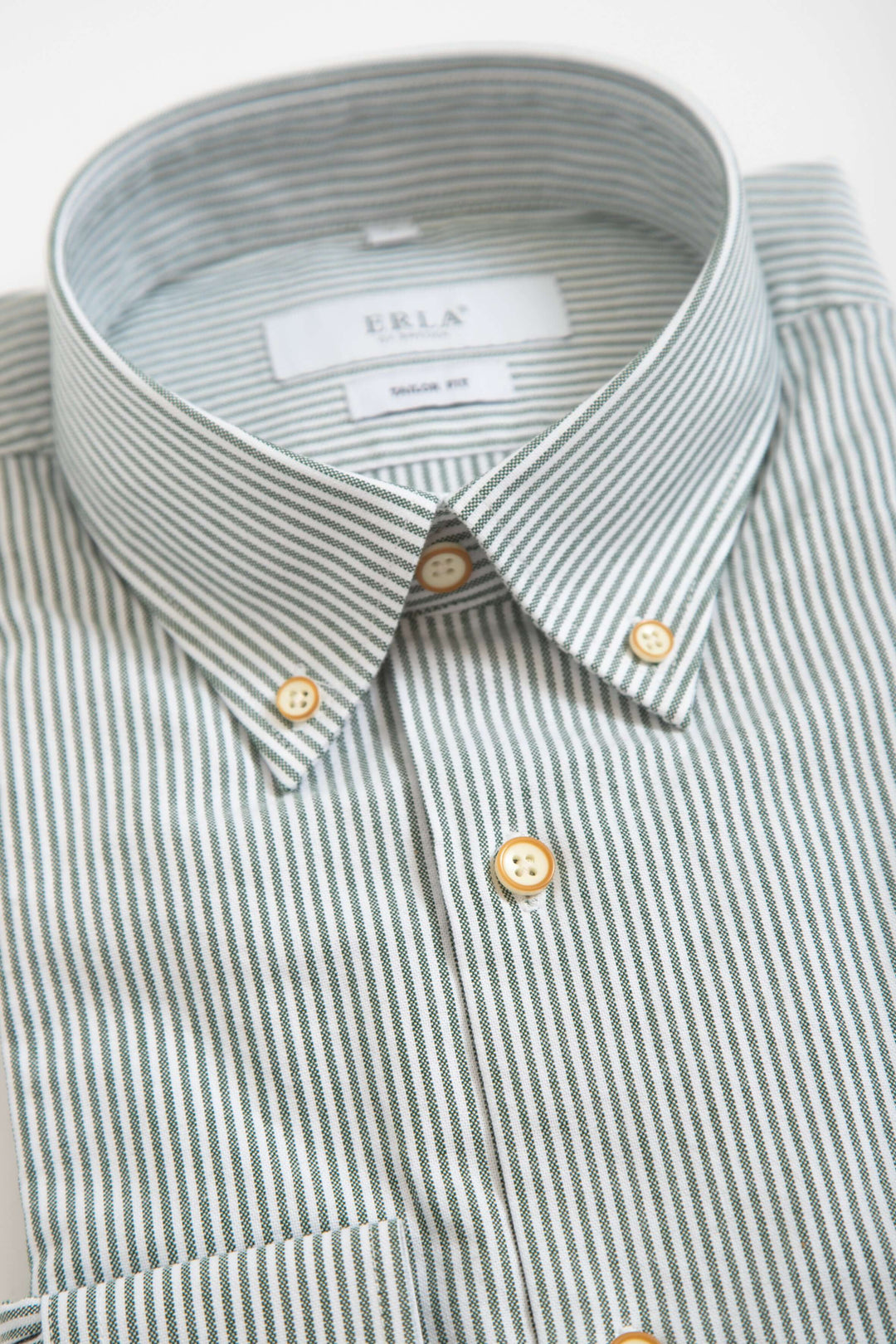 Smalrandig Button Down-skjorta Grön