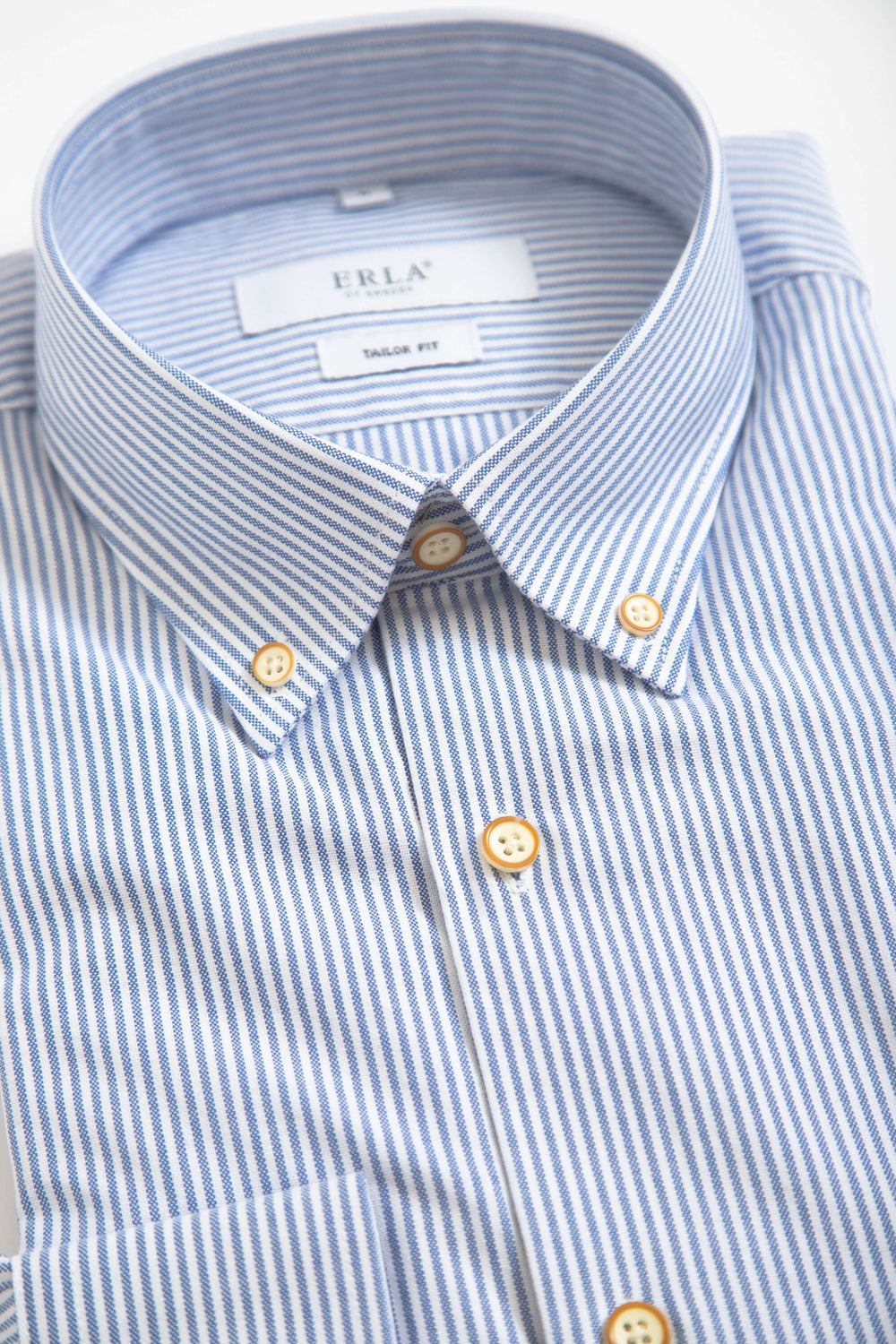 Smalrandig Button Down-skjorta Blå