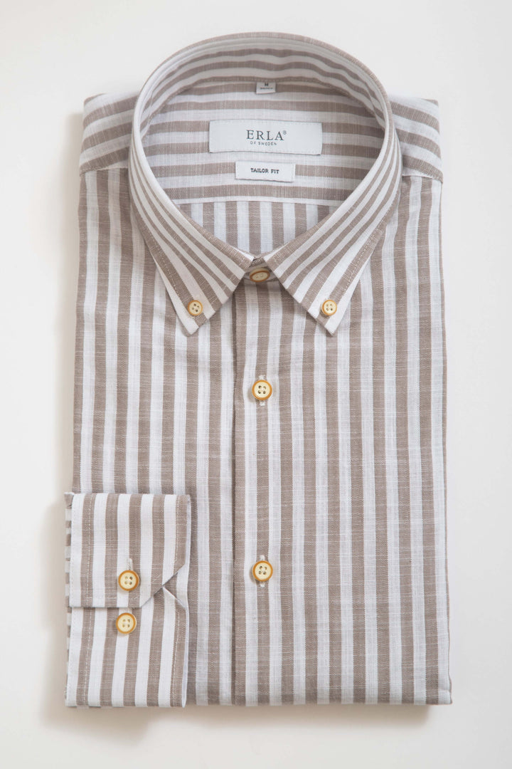 Randig Button Down-skjorta Sand