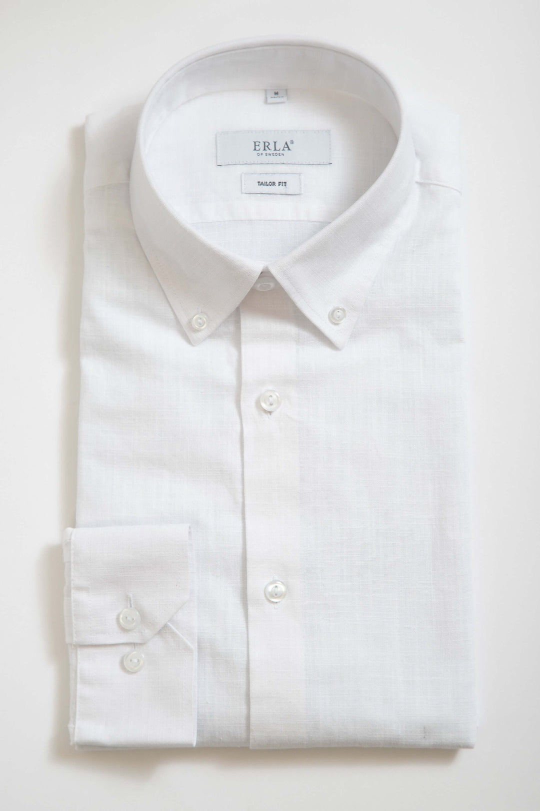 Button Down-skjorta i strukturerad bomull Vit