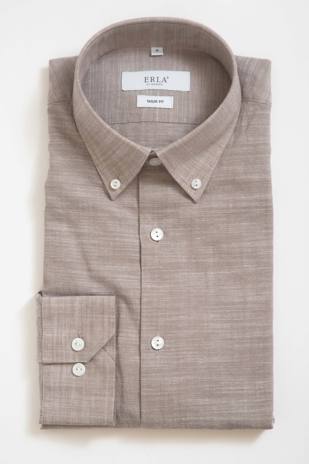 Button Down-skjorta i strukturerad bomull Sand