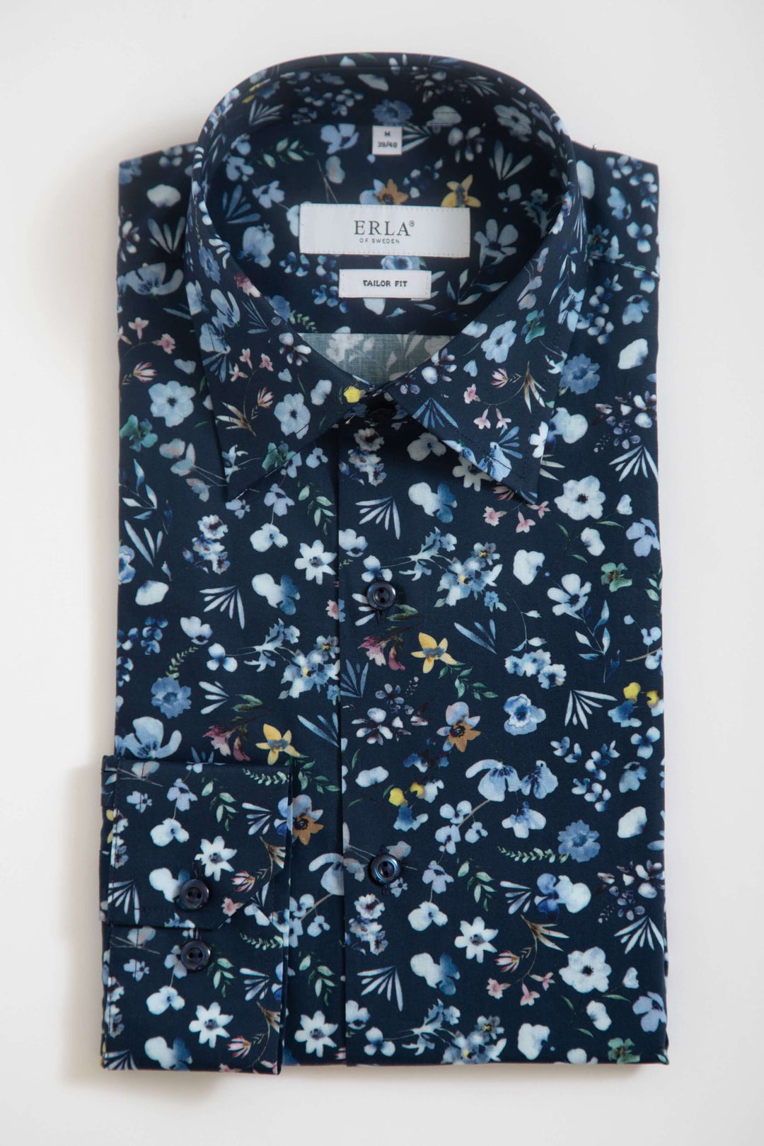 Blommig Skjorta Marinblå