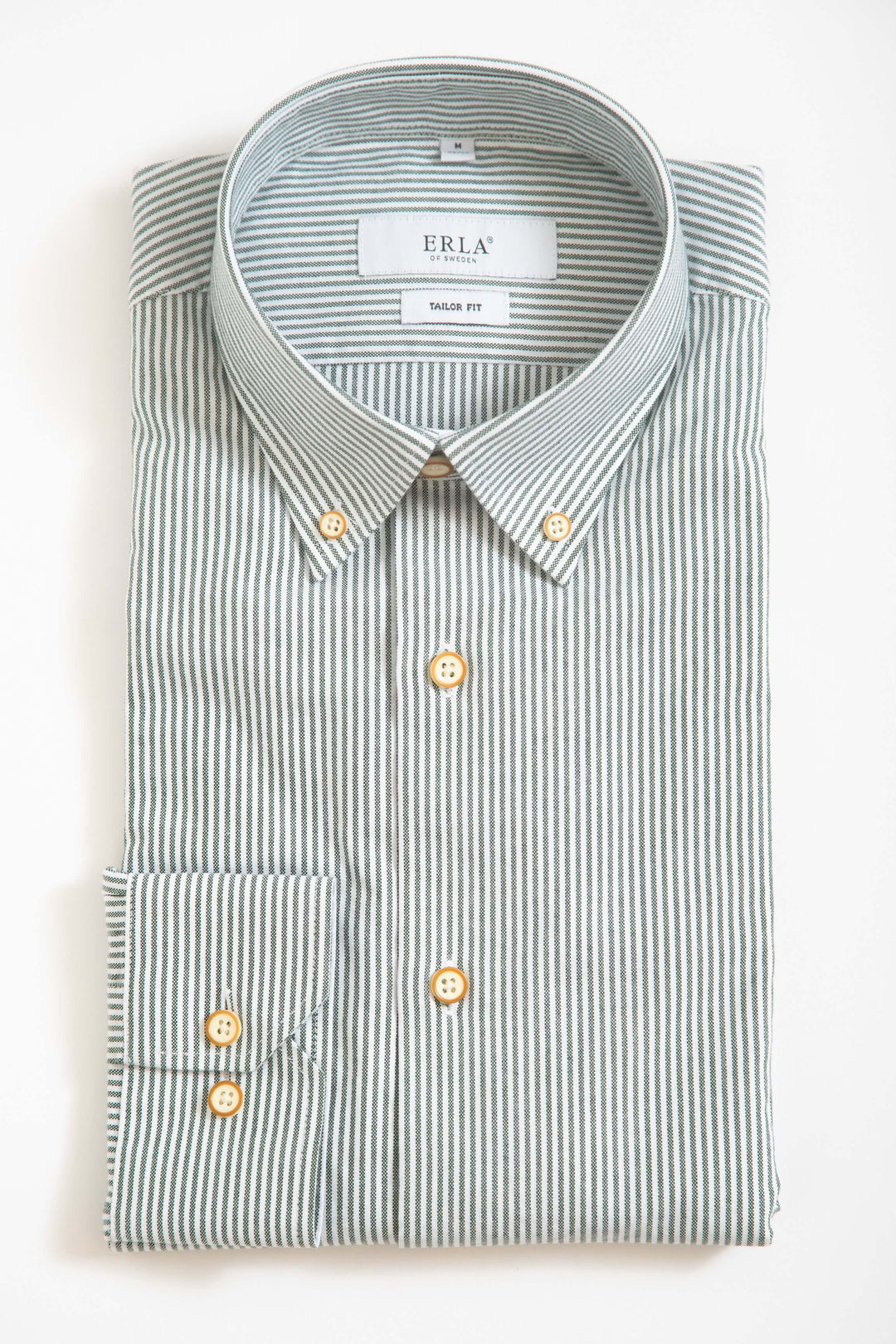 Smalrandig Button Down-skjorta Grön