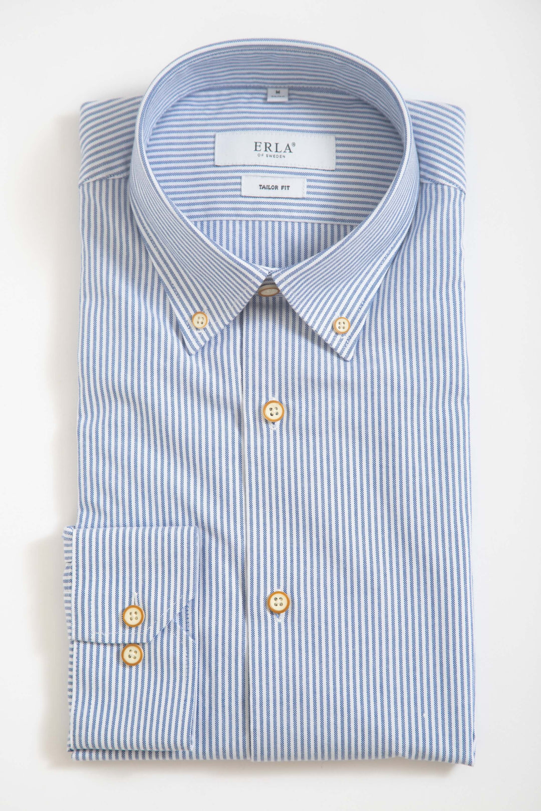 Smalrandig Button Down-skjorta Blå