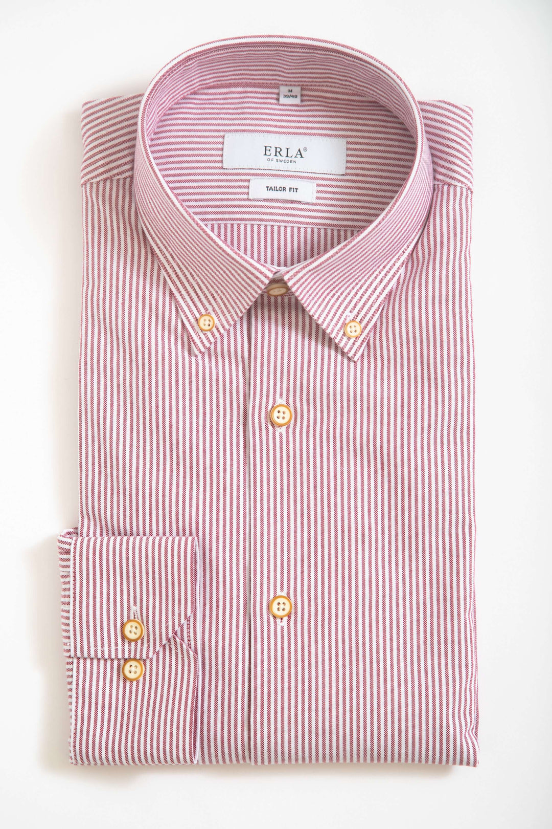 Smalrandig Button Down-skjorta Röd