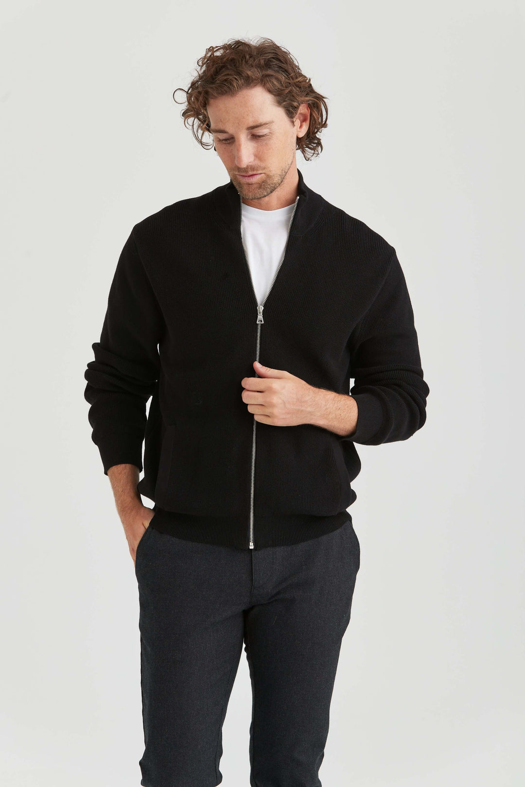 Svart Cardigan med Zip