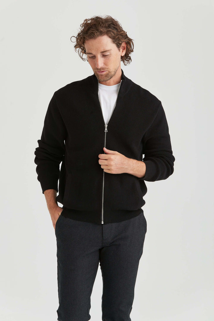 Svart Cardigan med Zip