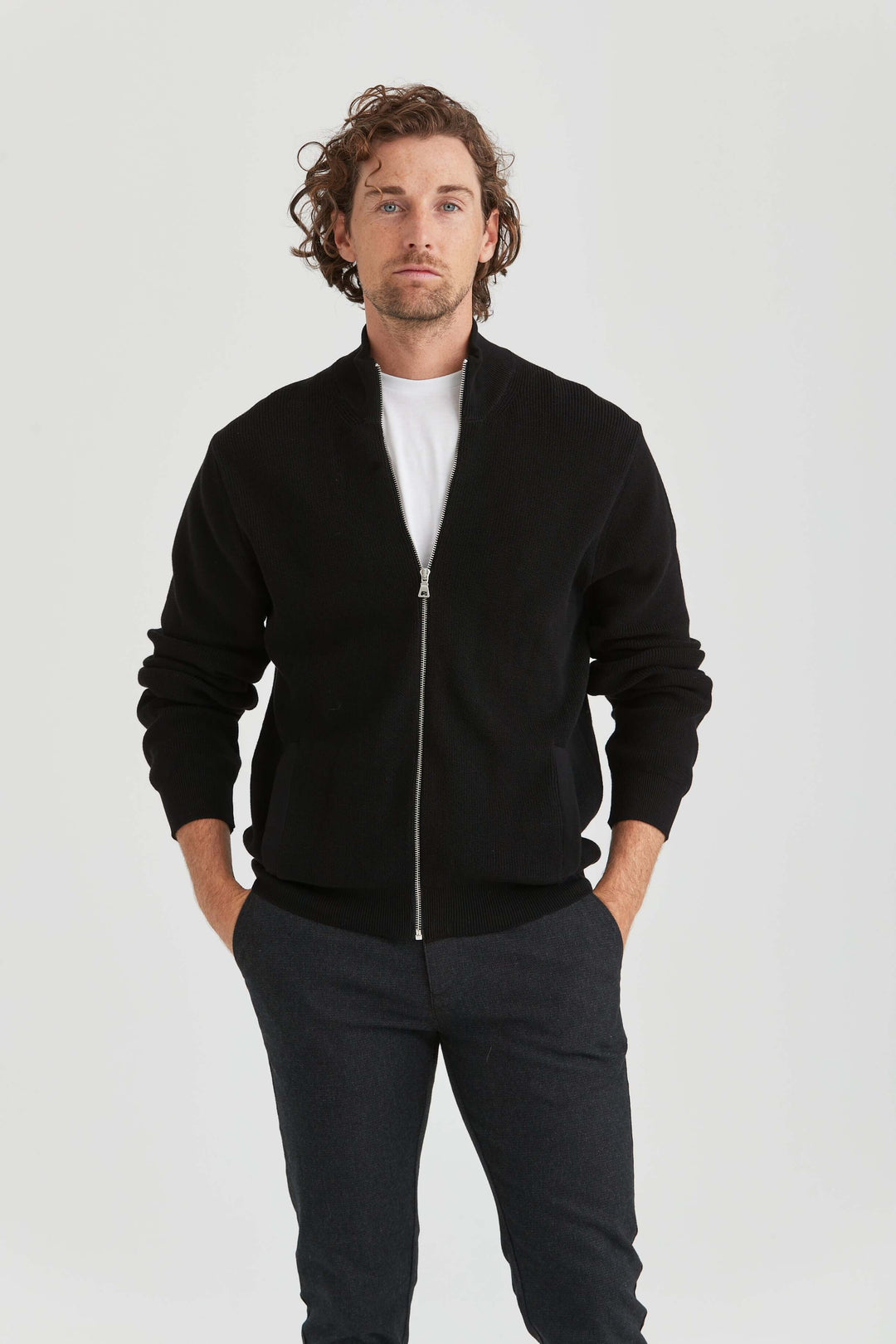 Svart Cardigan med Zip
