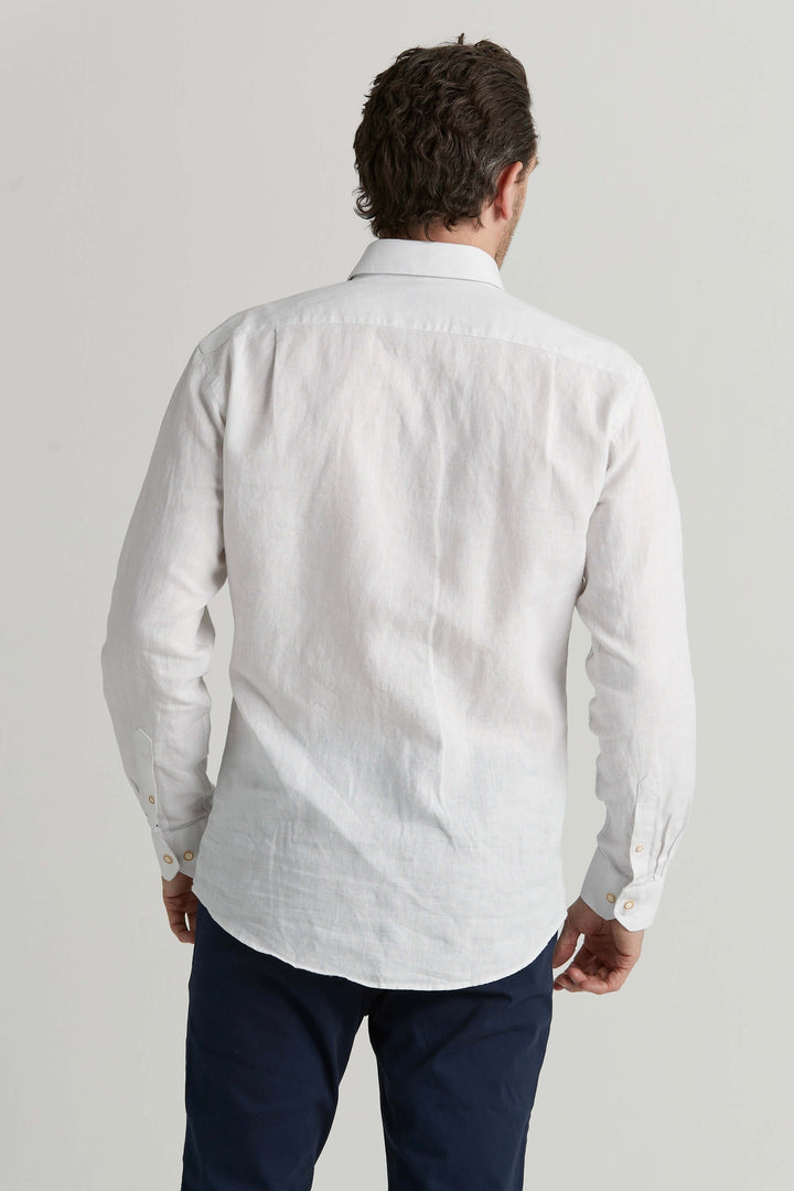 Vit Linneskjorta Button Down