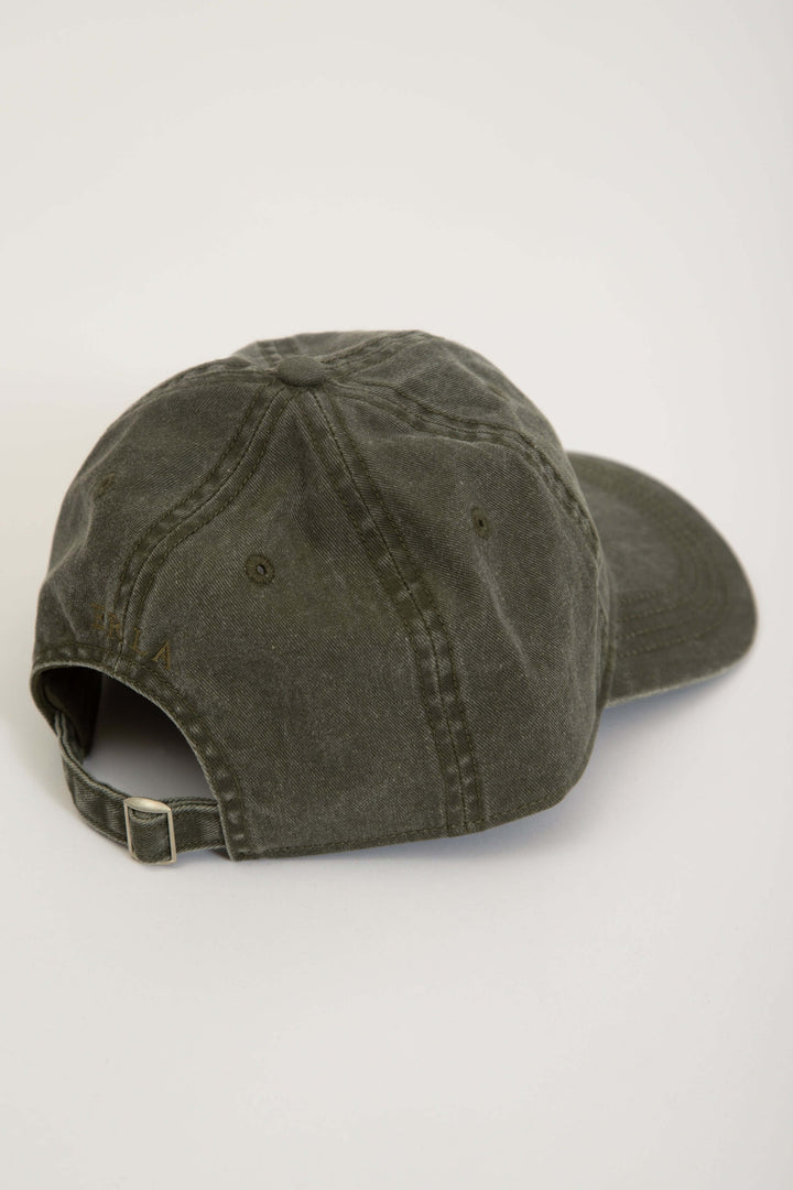 Olivgrön Keps Washed Cotton