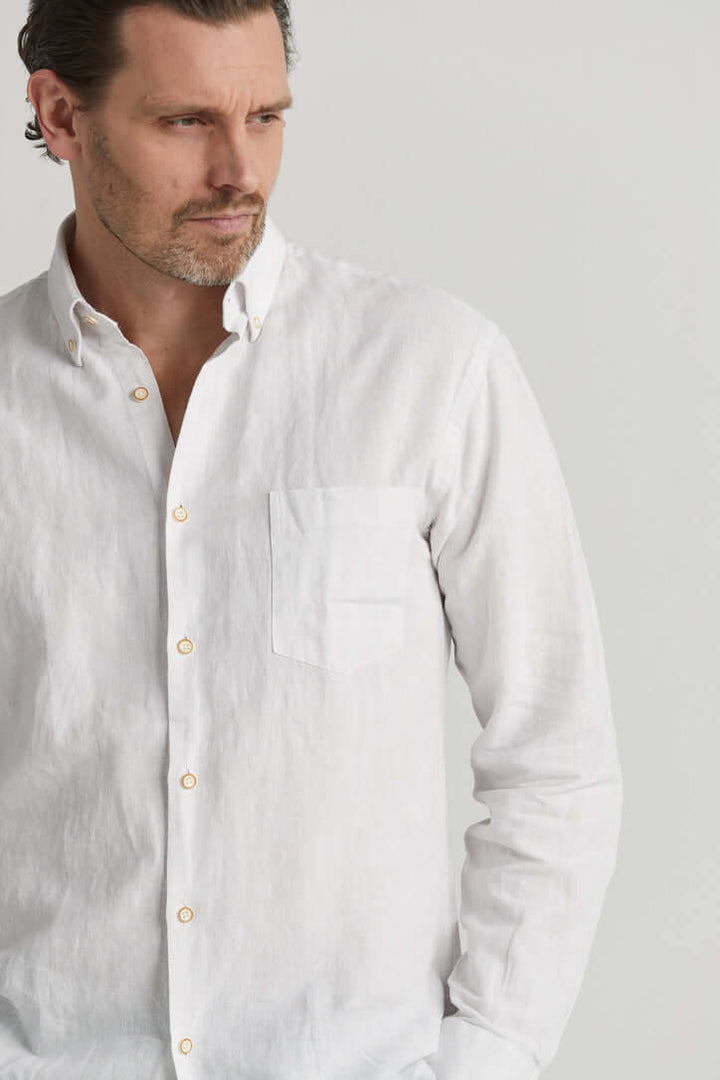 Vit Linneskjorta Button Down