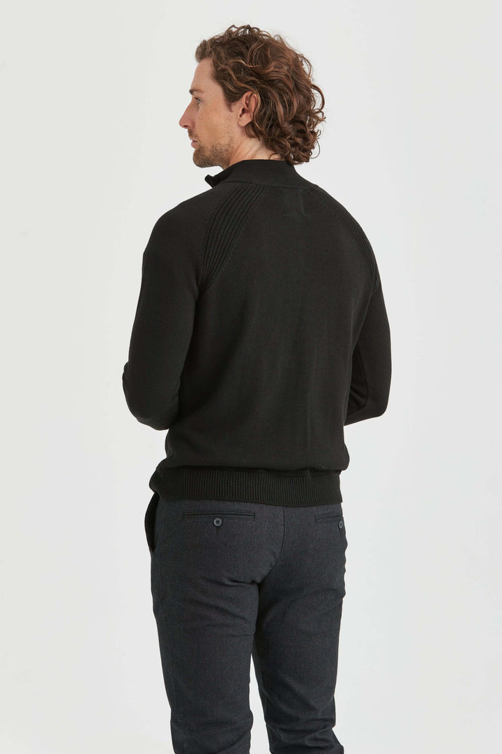 Svart Halv-Zip Tröja med extra lång ärm