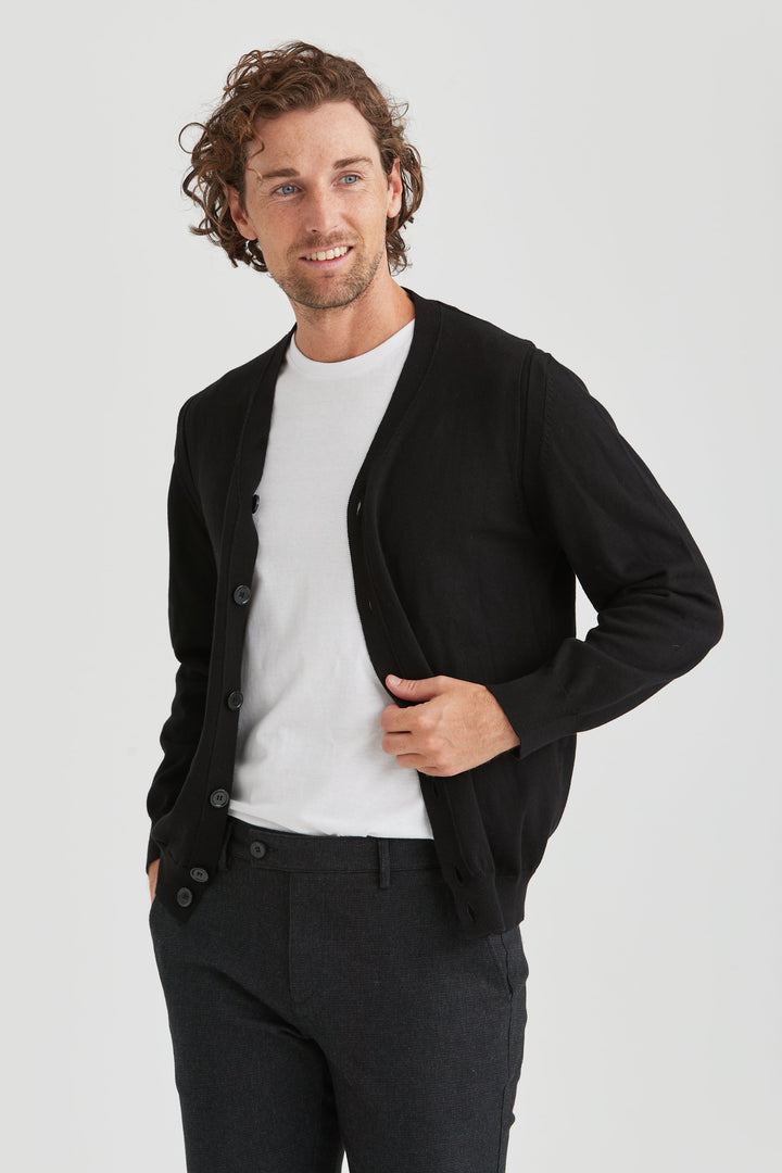Svart Cardigan med Knapp