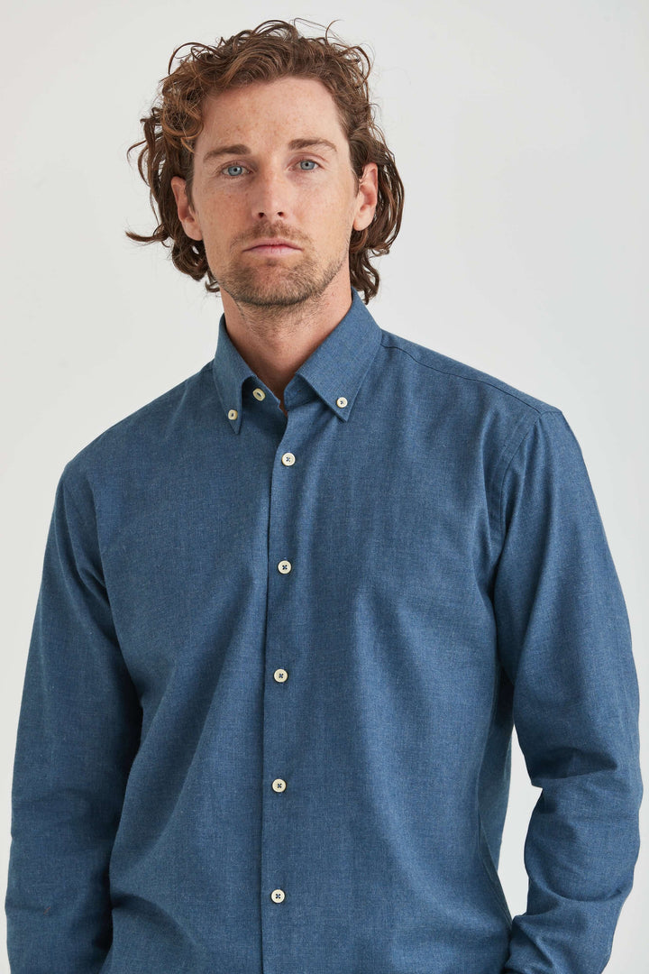 Blå Flanellskjorta Premium Button Down