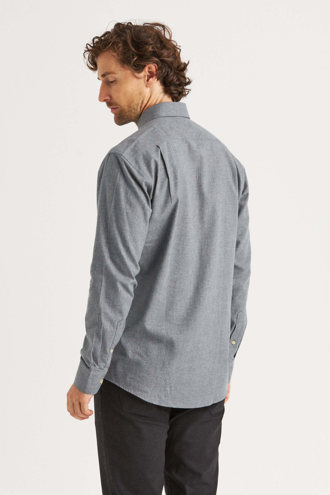 Ljusgrå Flanellskjorta Premium Button Down