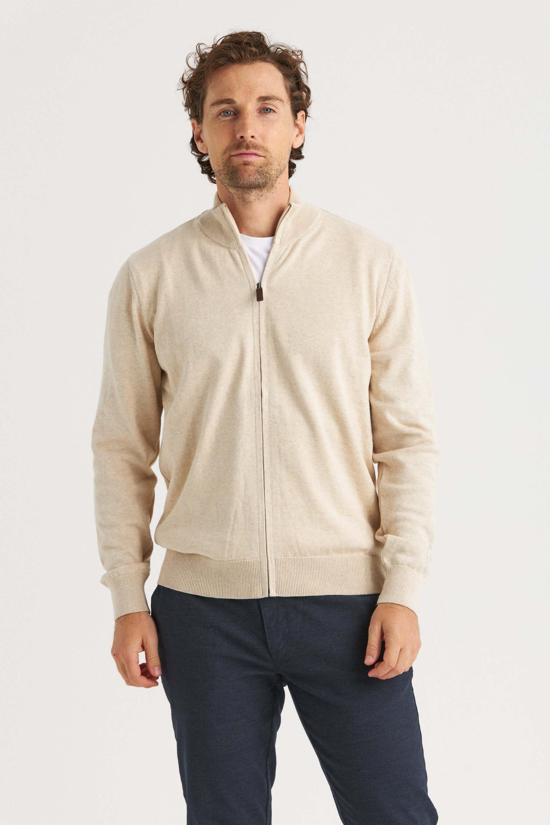 Beige Ziptröja Bomull