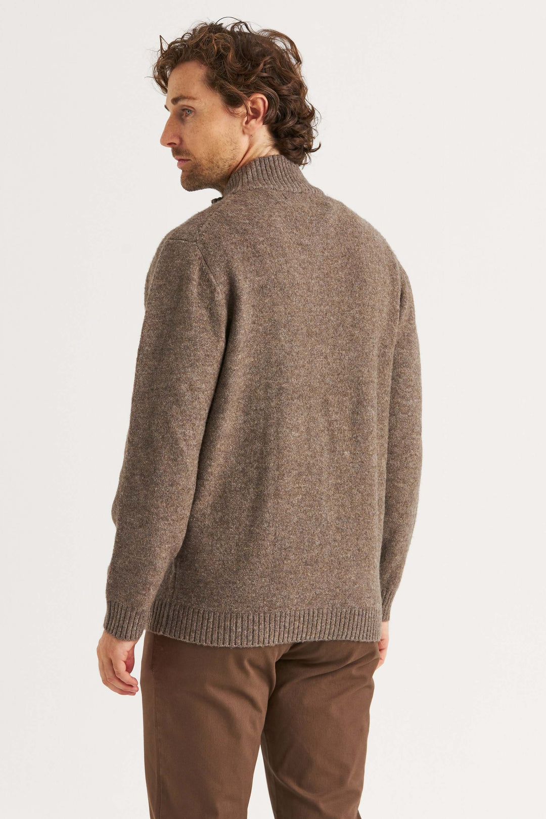 Beige Stickad Ziptröja i mjuk kvalitet